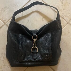 Dooney & Bourke Black Pebbled Leather Clip Hobo Shoulder Bag Large
